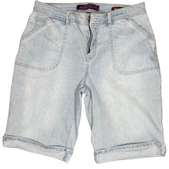 Gloria Vanderbilt Cotton Bermuda Cuffed Shorts with Removeable Belt Sz 8 Modest - Picture 2 of 9